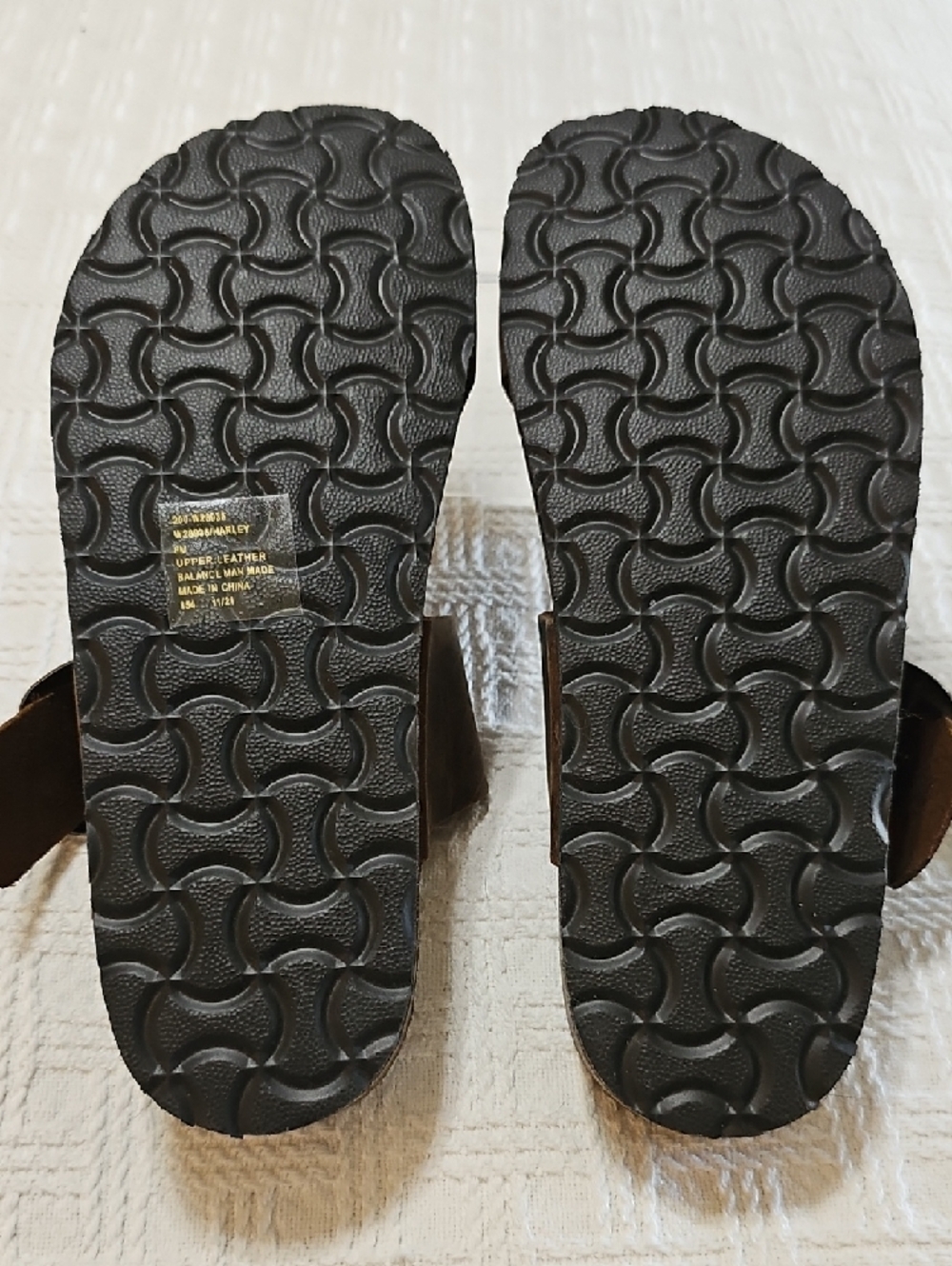 White Mountain Brown Leather Double-Band Buckle Slide Sandals - Picture 3 of 8